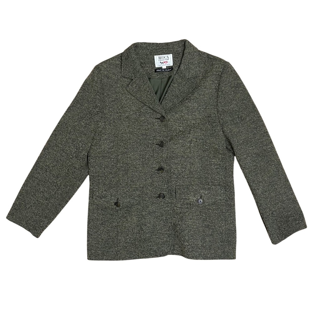 Avoca Collection Vintage Pure New Wool Blazer Jacket Ireland Olive Green XL